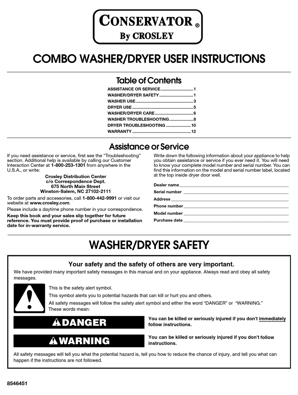 Conservator Washer Troubleshooting