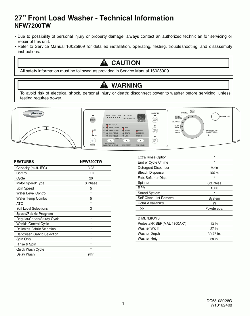 Amana Washing Machine Troubleshooting Manual