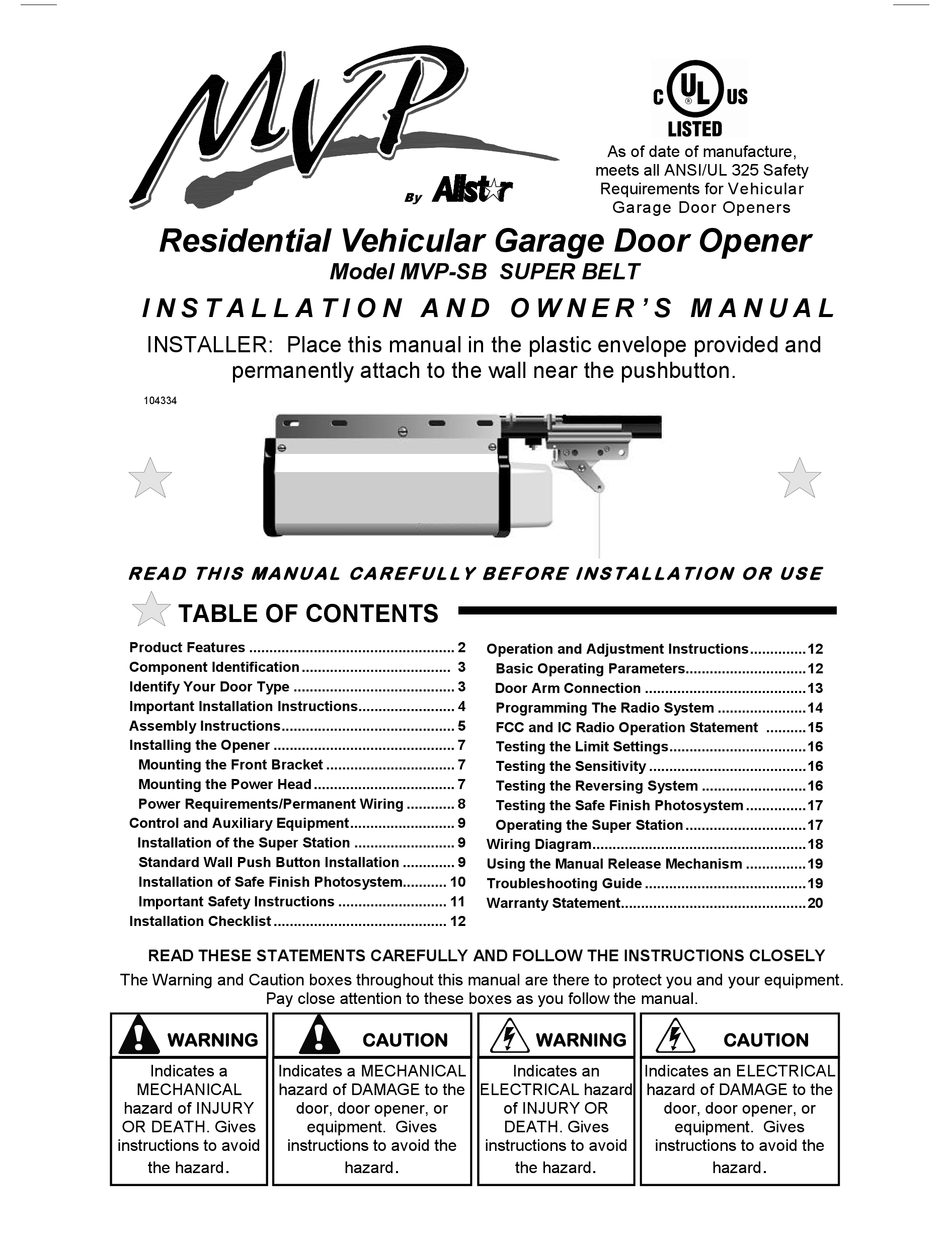 Mvp Garage Door Opener Troubleshooting