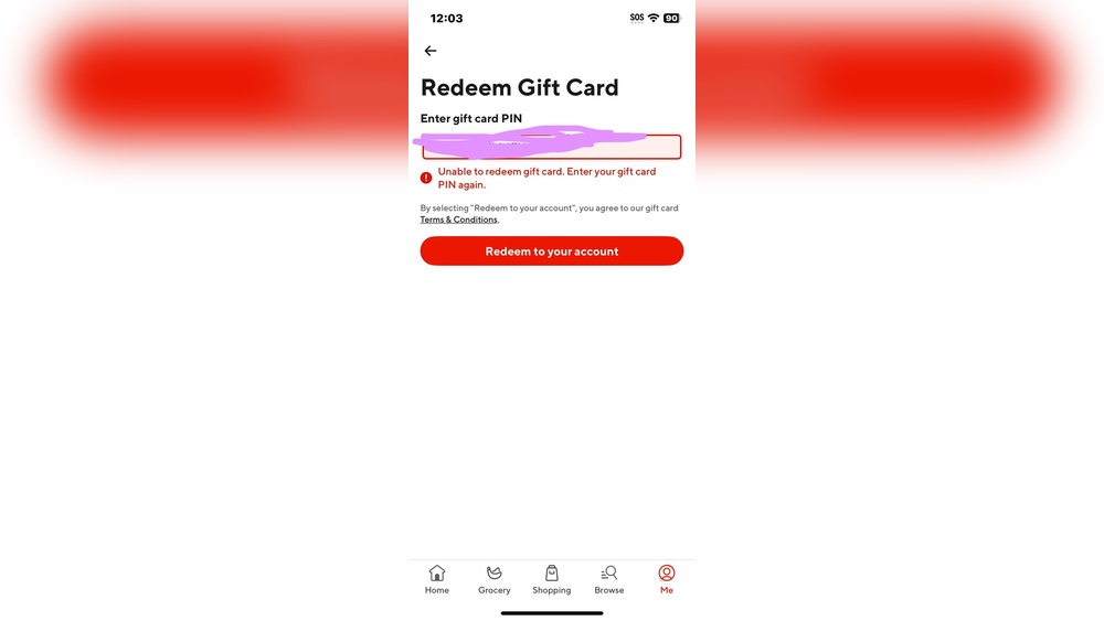 Doordash Gift Card Pin Not Working