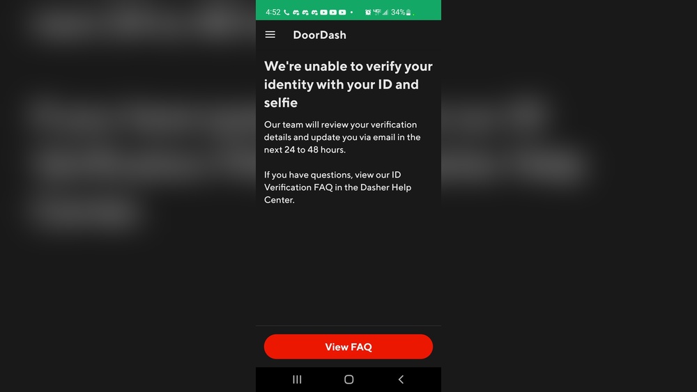 Doordash Selfie Verification Not Working