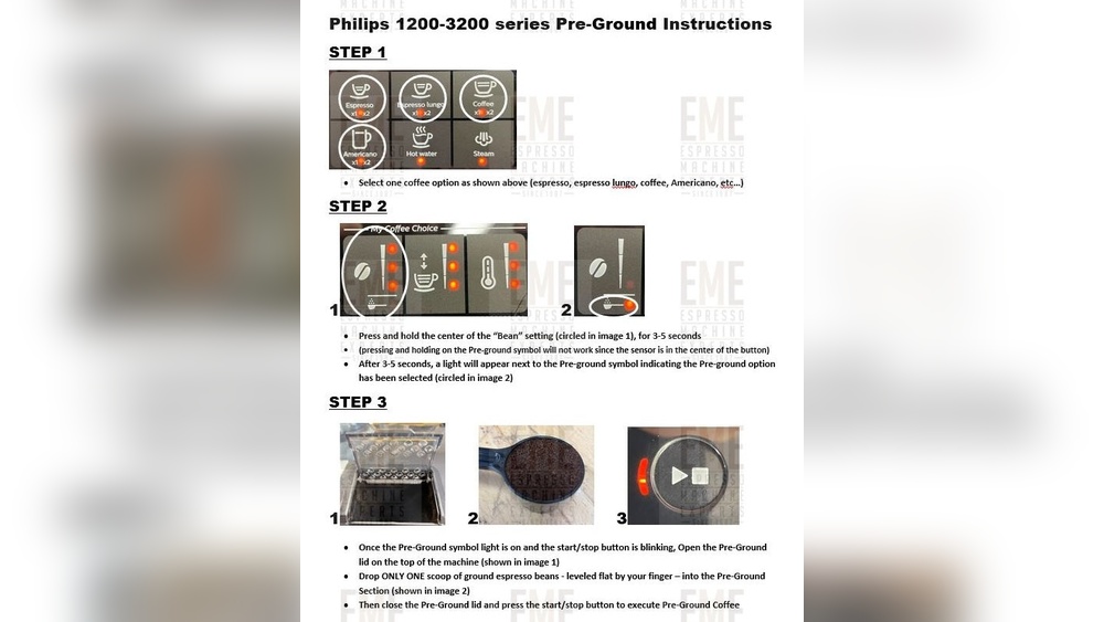 Philips 3200 Pre Ground Coffee Not Working