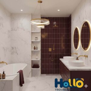 Gold And Brass Fixtures With Burgundy