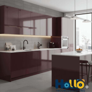Modern Burgundy Lacquered Cabinets