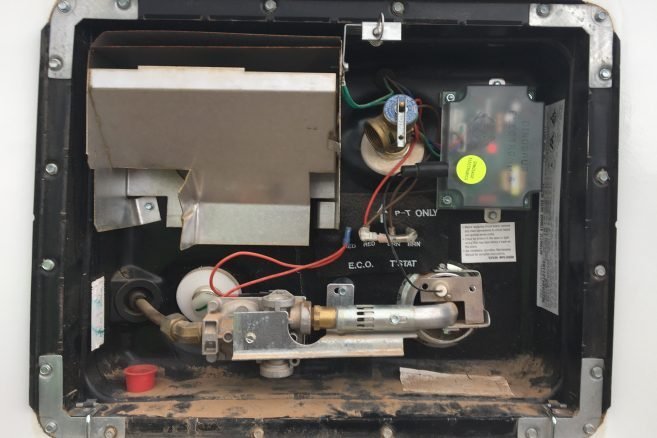 An exterior inspection of the camper furnace vents to ensure there are no blockages.