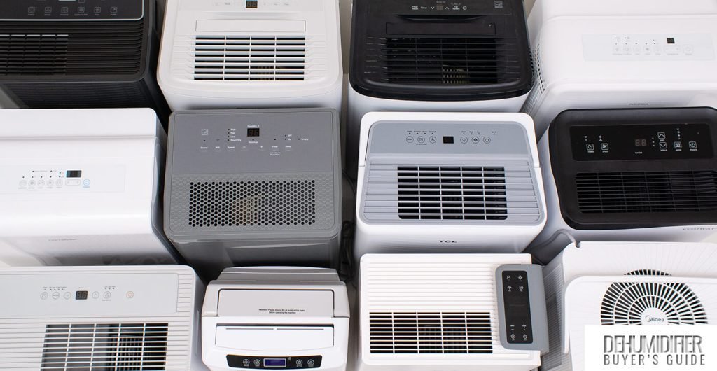 A modern dehumidifier placed in a bright living room to improve indoor air quality.