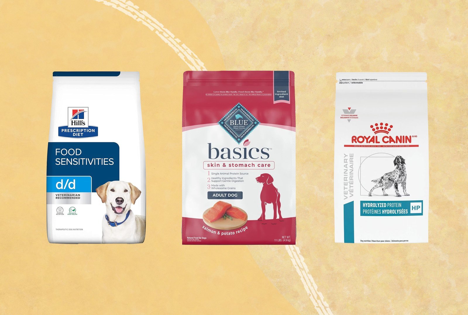 A healthy Golden Retriever sitting next to a bowl of nutritious dog food.