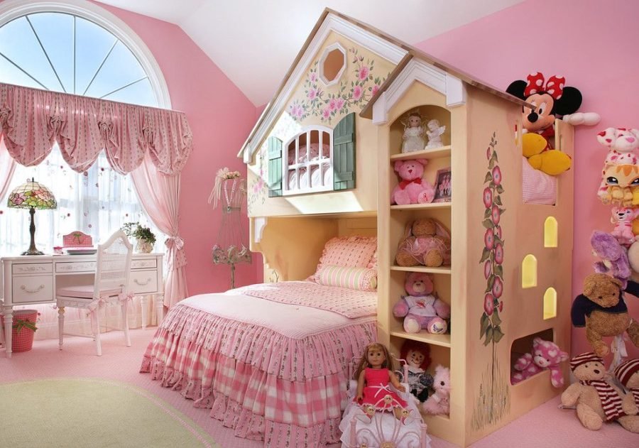 A luxury kids bed with premium design sits in a bright, modern nursery.
