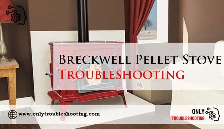 A modern Breckwell pellet stove glows warmly in a clean, contemporary living room setting.