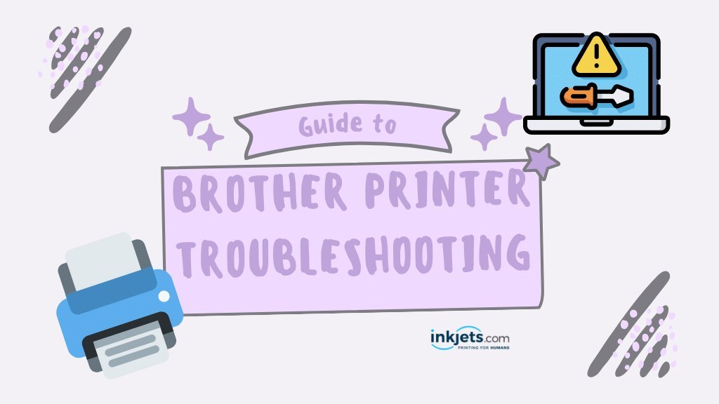 A computer screen showing a print queue error alongside a Brother printer.