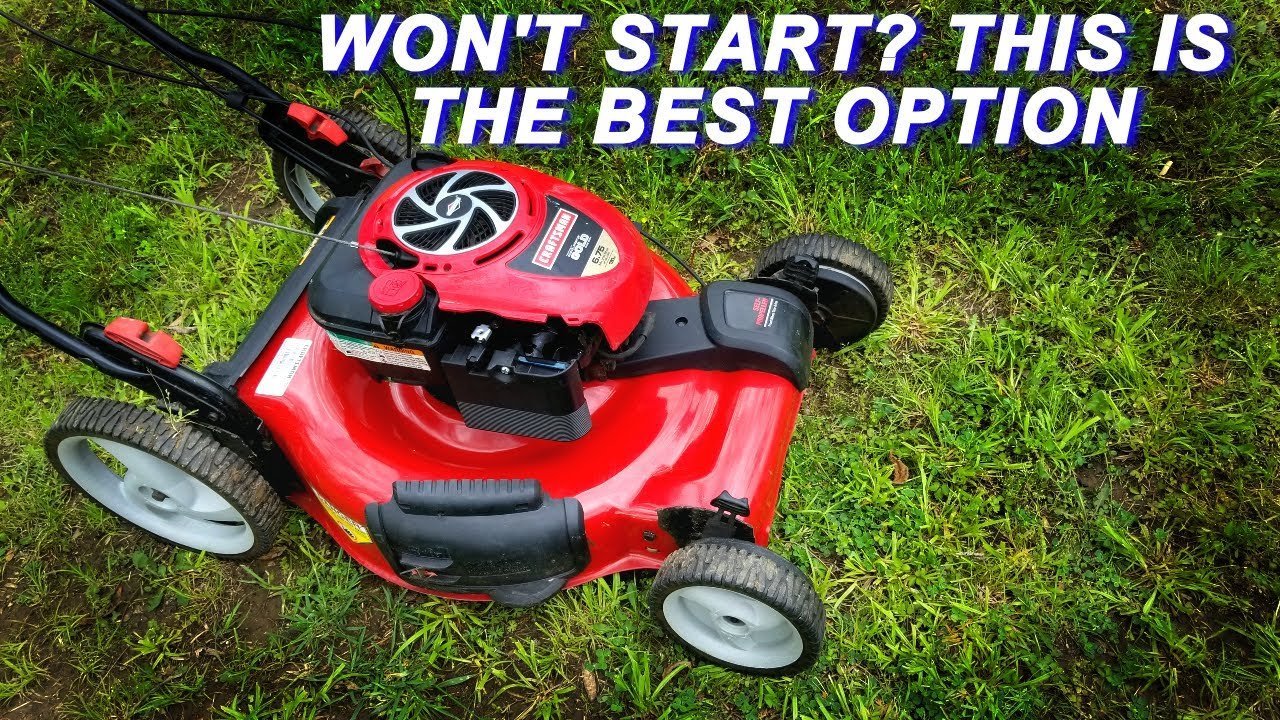 A red Craftsman riding mower parked on a lush green lawn for troubleshooting.