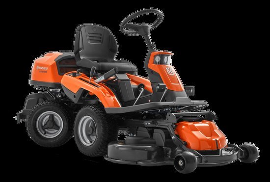Hands inspect the engine and battery terminals of a mower for common troubleshooting issues.