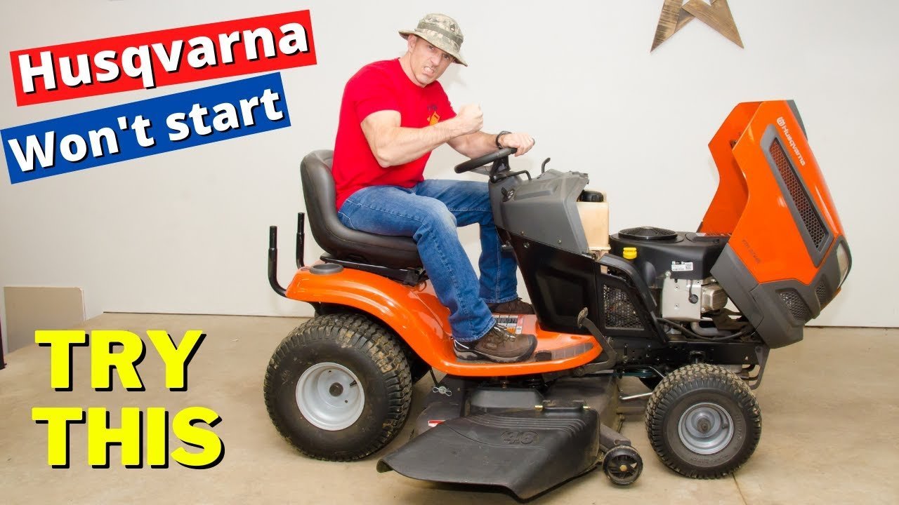 A Husqvarna riding mower sits on a green lawn for essential maintenance troubleshooting.