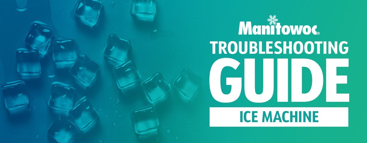 A technical service manual for troubleshooting ice machines rests on a metal counter.