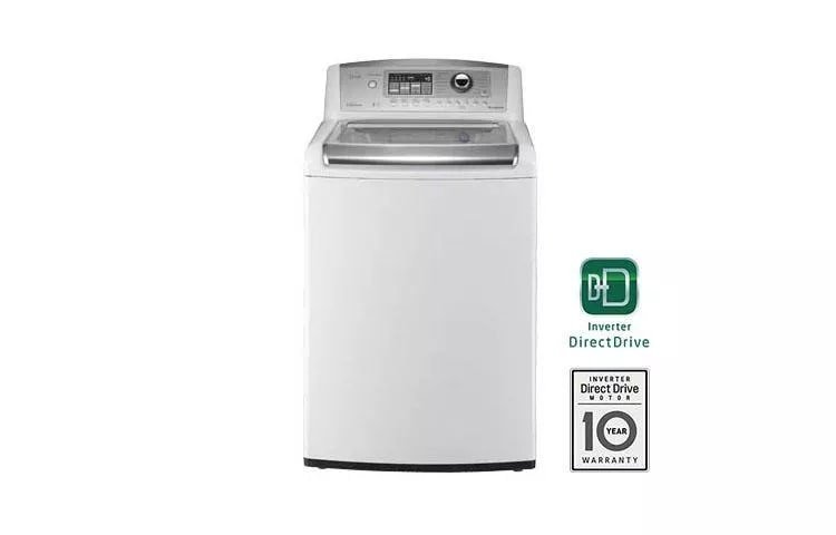 A modern LG washing machine in a bright utility room for troubleshooting guidance.