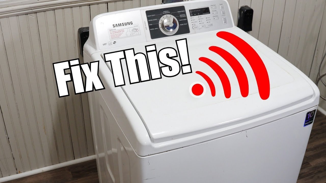 Close-up of a Samsung washer control panel showing an error code during troubleshooting.