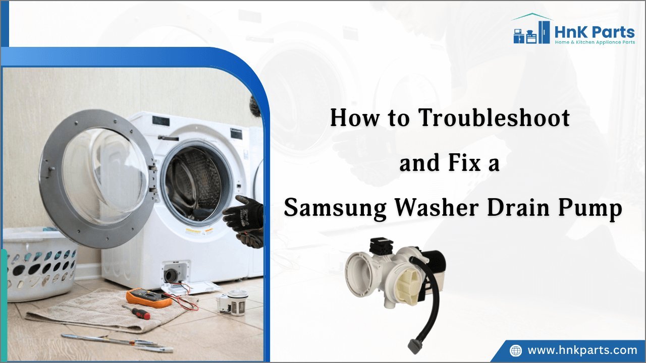 A modern Samsung clothes washer centered in a bright and minimalist laundry room.