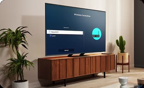 The network settings menu on a Samsung Smart TV screen during a reset process.