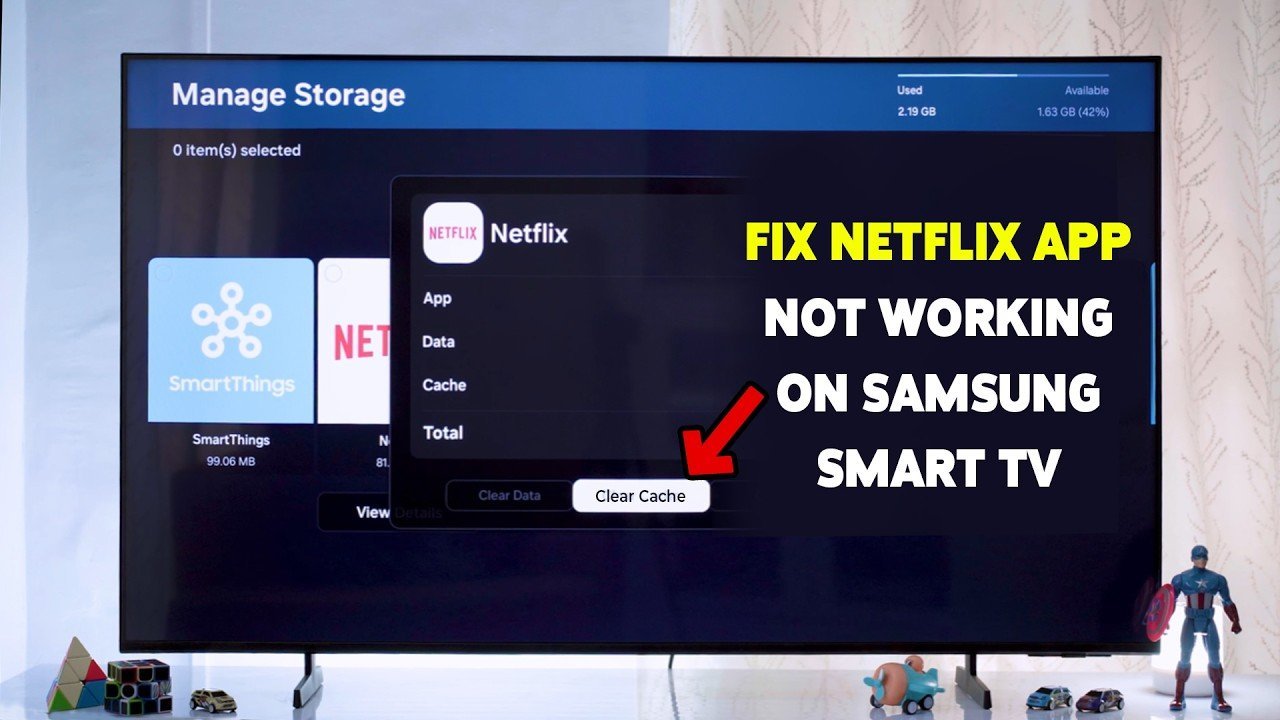 A tablet computer and a Samsung smart TV in a brightly lit room.