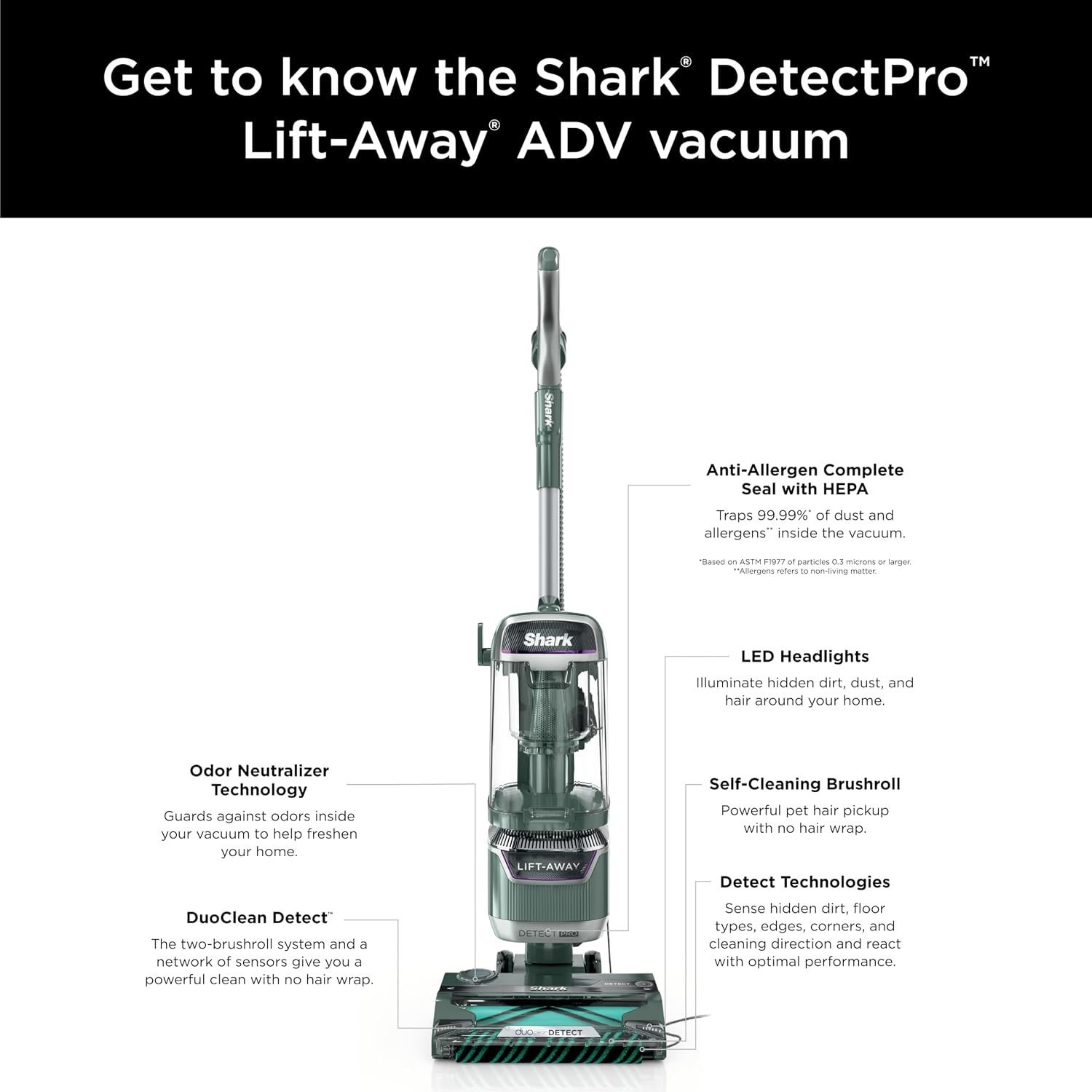 A Shark vacuum cleaner stored neatly in an organized home utility closet.