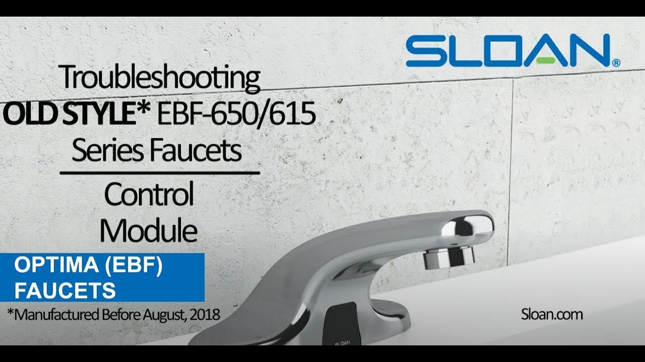 Hands reaching toward an automatic faucet sensor to initiate the Sloan troubleshooting process.