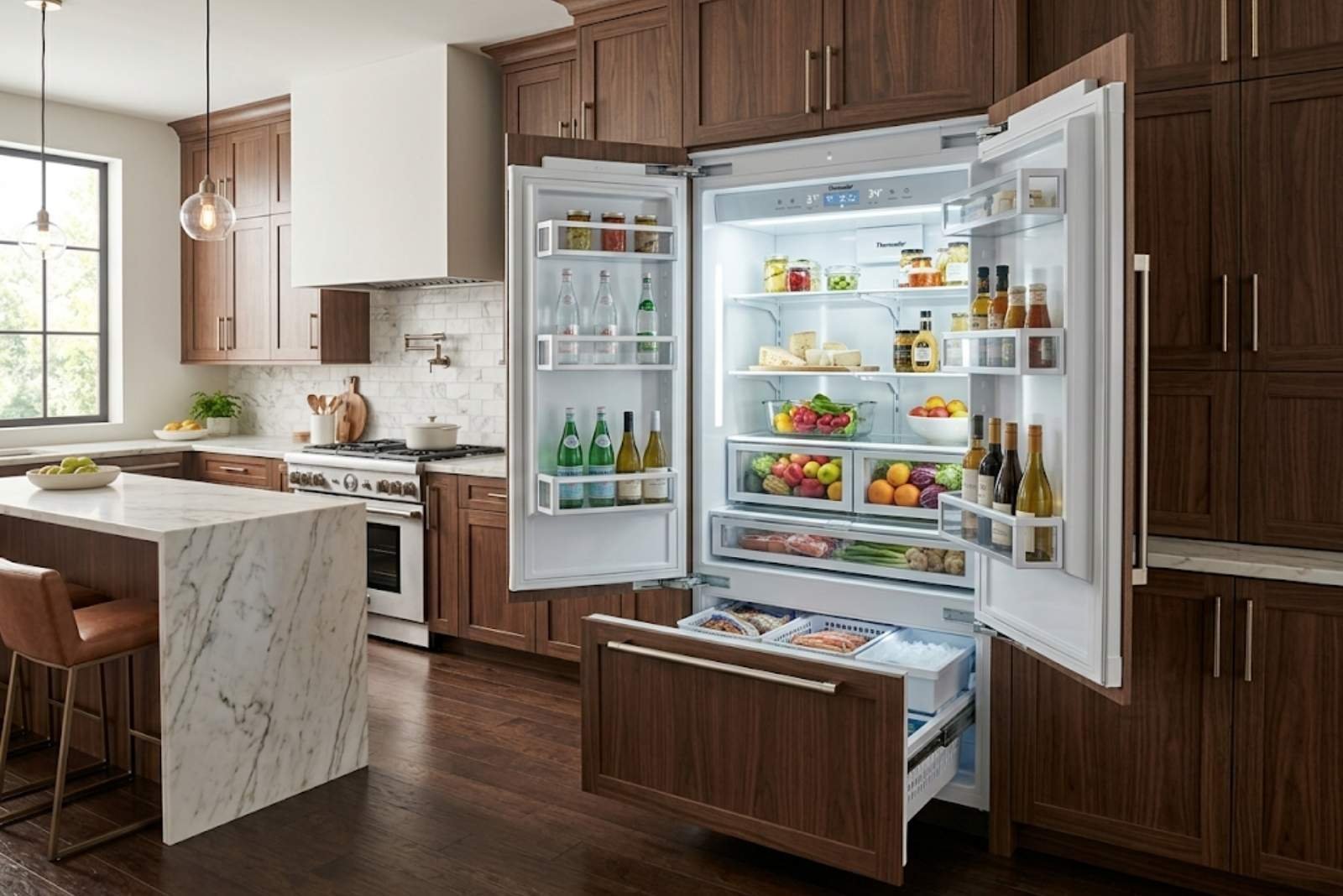 Overfilled refrigerator shelves block internal airflow and cause temperature regulation issues.