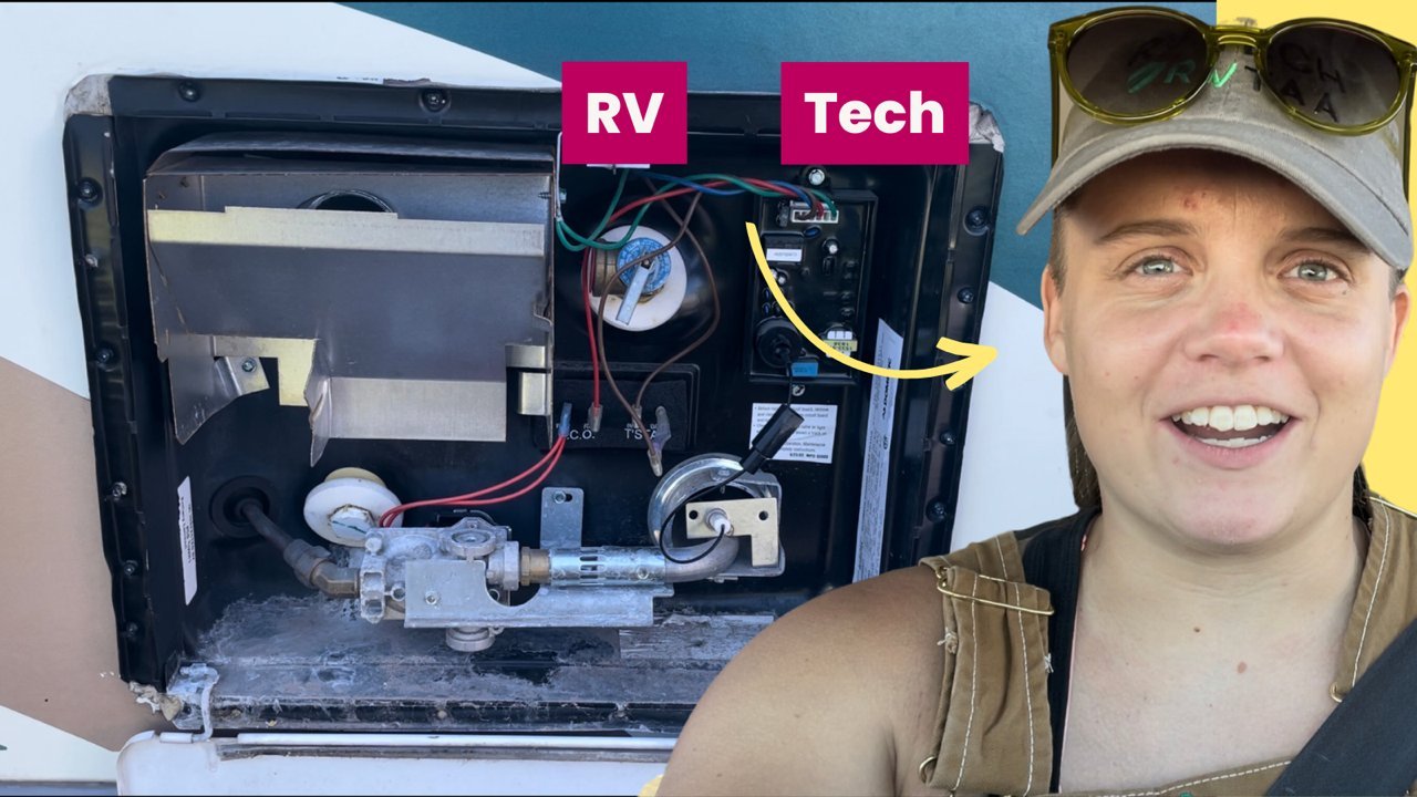 Essential tools and a manual prepared for travel trailer furnace troubleshooting and maintenance.